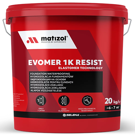 MATIZOL Evomer 1K Resist — Високостійка та еластична маса  для інтенсивної гідроізоляції